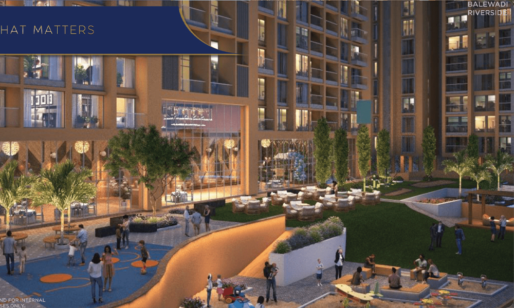 Exterior view of Mantra Meridian &mdash; photo gallery, images, brochure, amenities, cost sheet, price breakup, availability details, RERA number, RERA certificate, possession date, layout plan, logo, floor plan, master plan, and location map showcasing project highlights and features.